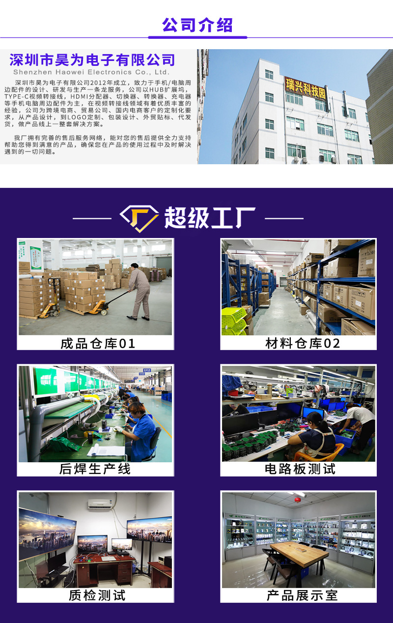 跨境type-c转hdmi三合一拓展坞+usb+pd笔记本电脑hub集线器扩展坞