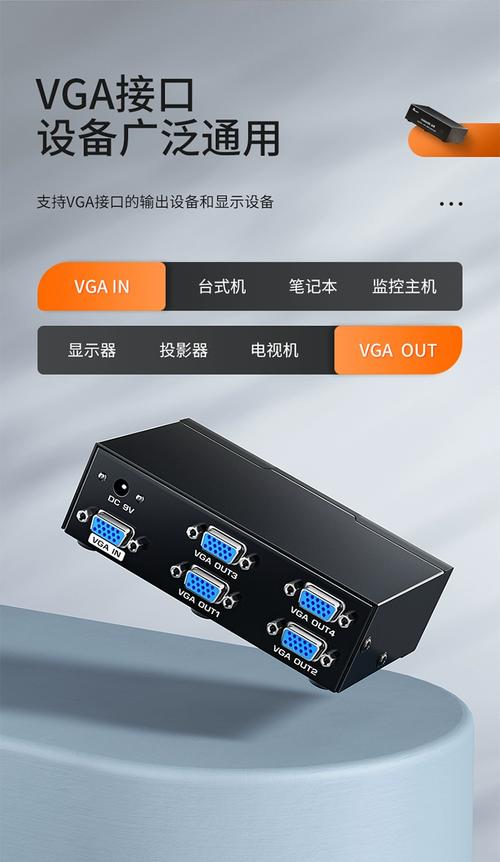 山泽vga分配器 一进二/四出 电脑电视高清分屏器 hv